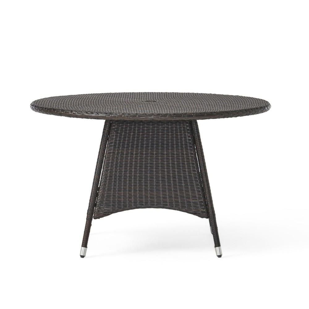 Kanza Outdoor Brown Wicker Round Dining Table