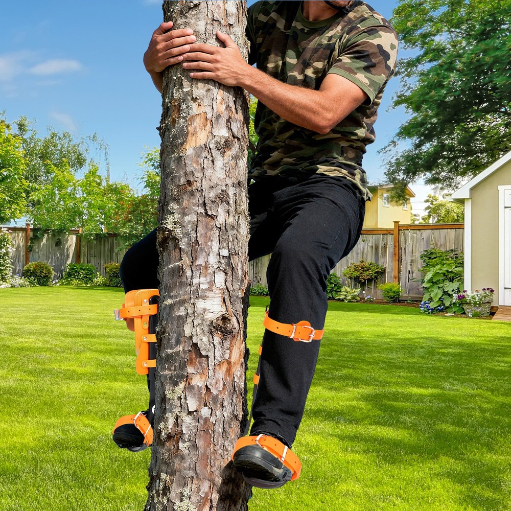 Adjustable Tree Climbing Spike Set Pole Climbing Spurs Steel Climber Strap Gaffs