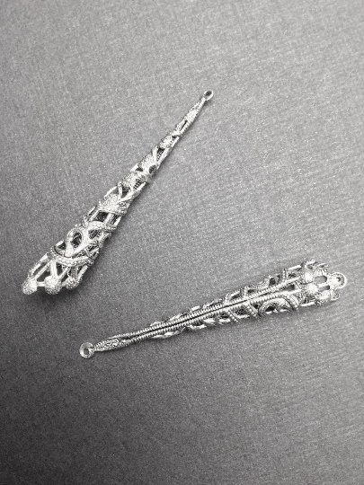 13204- Medium Tussie Mussie Victorian Holder Silver Ox