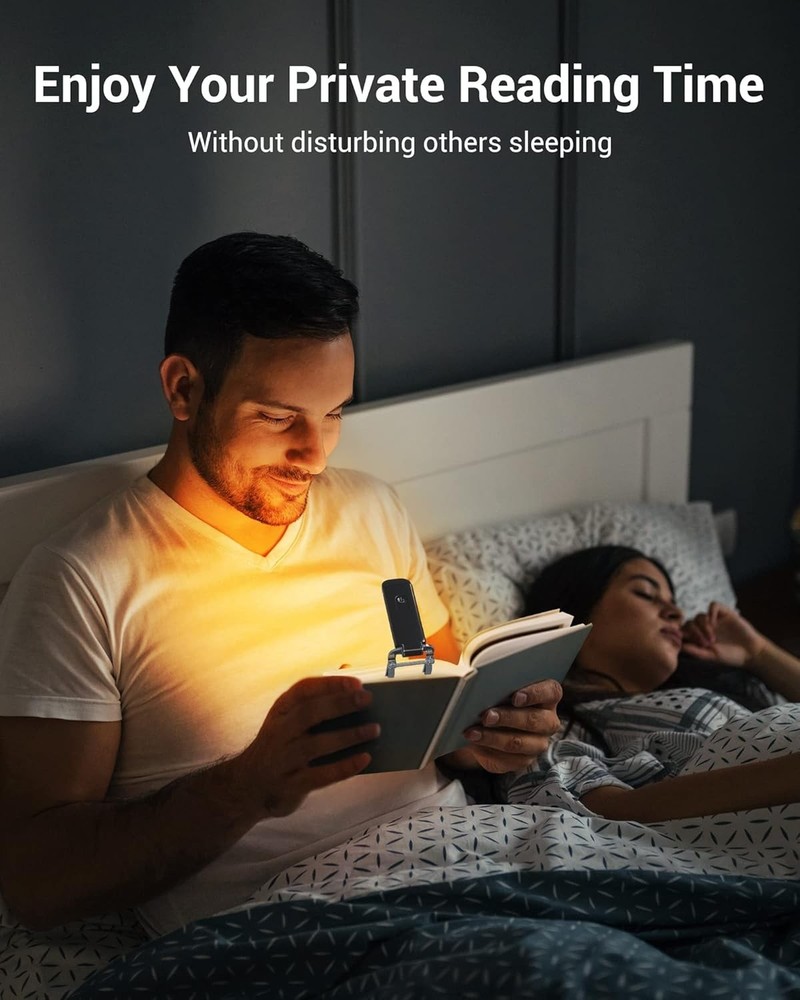 Booklight with Clip USB Rechargeable Adjustable Brightness for Night Reading