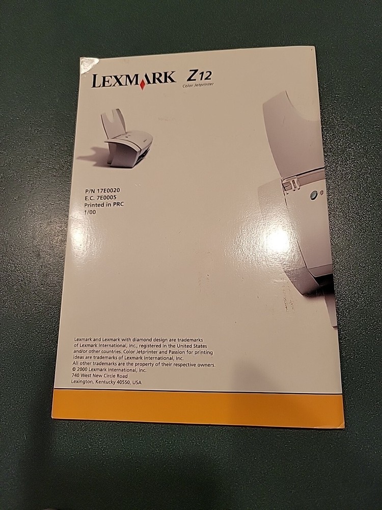 LEXMARK Z12 Color Jet printer Users Guide & Software CD