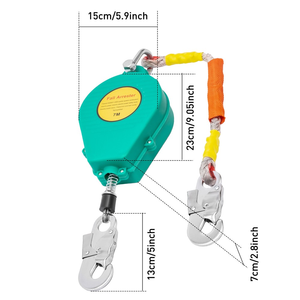 23 ft Fall Arrester Fall Protection Fall Arrestor Tool Self Retracting Lifeline