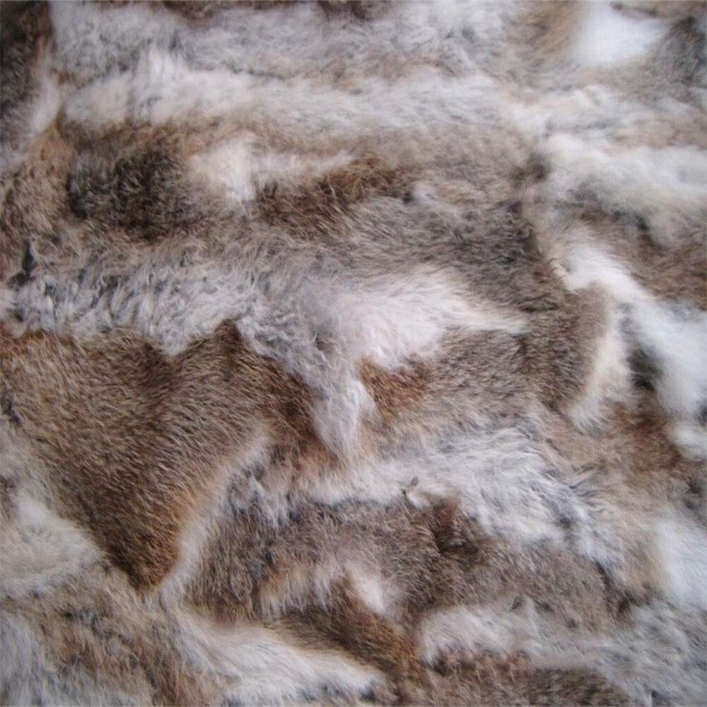 Real Rabbit Fur Throw Patchwork Blanket Winter Soft Warm Leather 43.3" X 21.6"