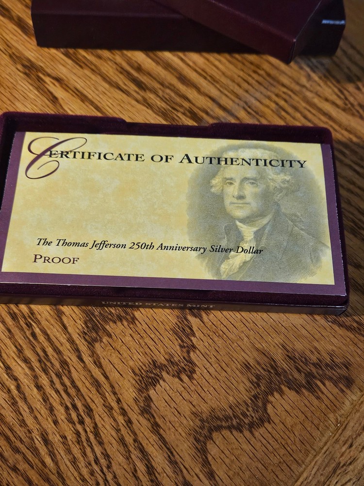 Thomas Jefferson 250th Anniversary Silver Dollar 1993