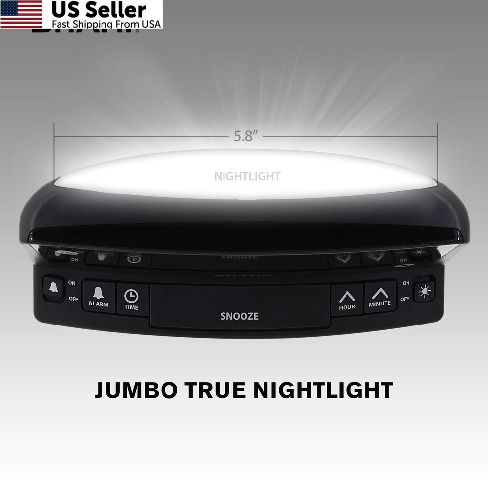 Sharp LED Digital Alarm Clock – Simple Operation - Large, Black - Red Led