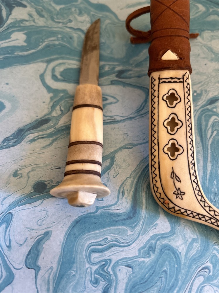 Antique Lapland Pullover Knife, Bone Sheath And Handle