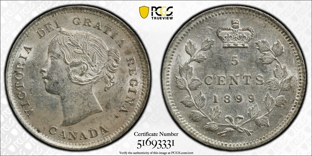 1899 Canada 5 cents silver PCGS MS62