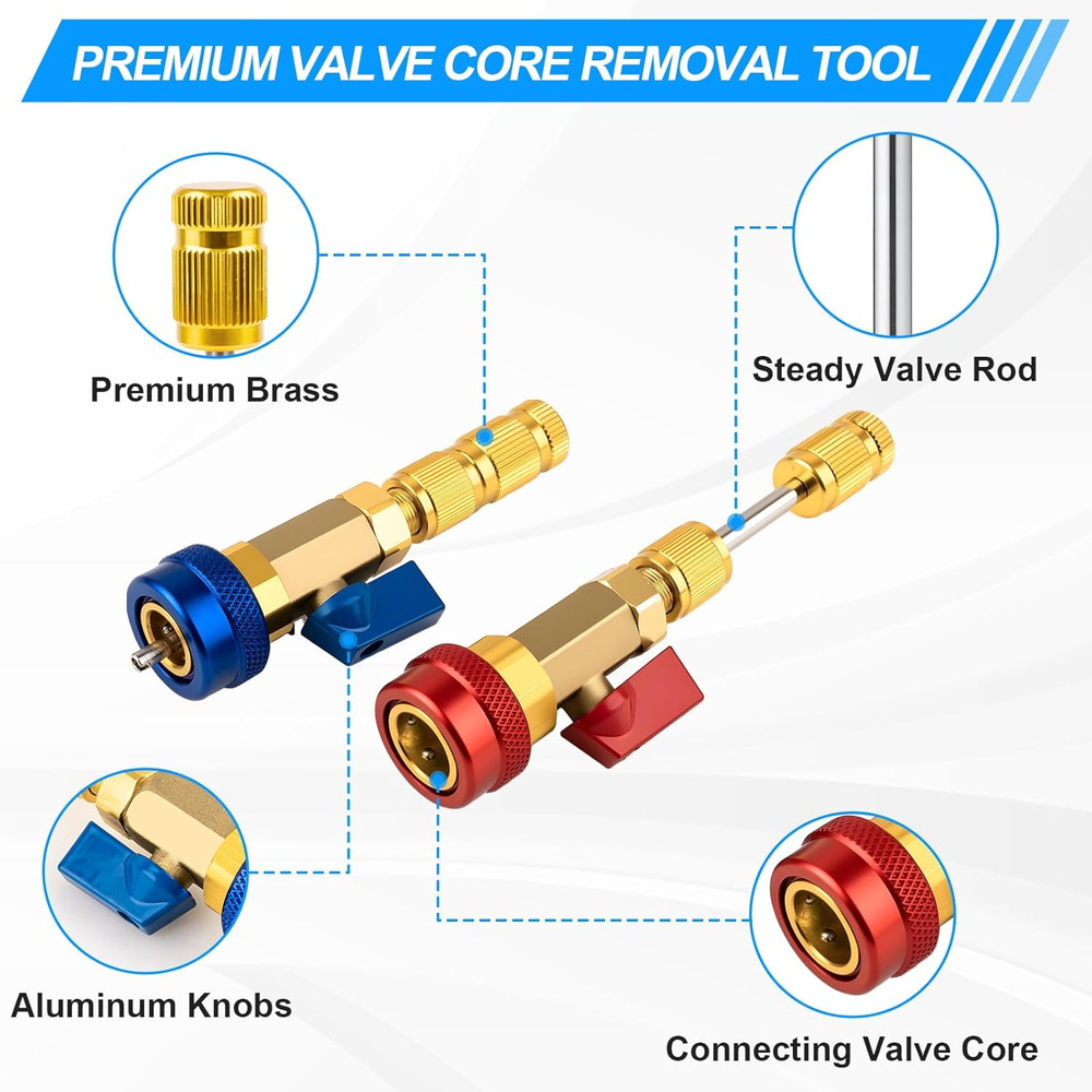 31 PCS Professional AC Valve Core Removal Tool R134A Refrigerant Systems Quick