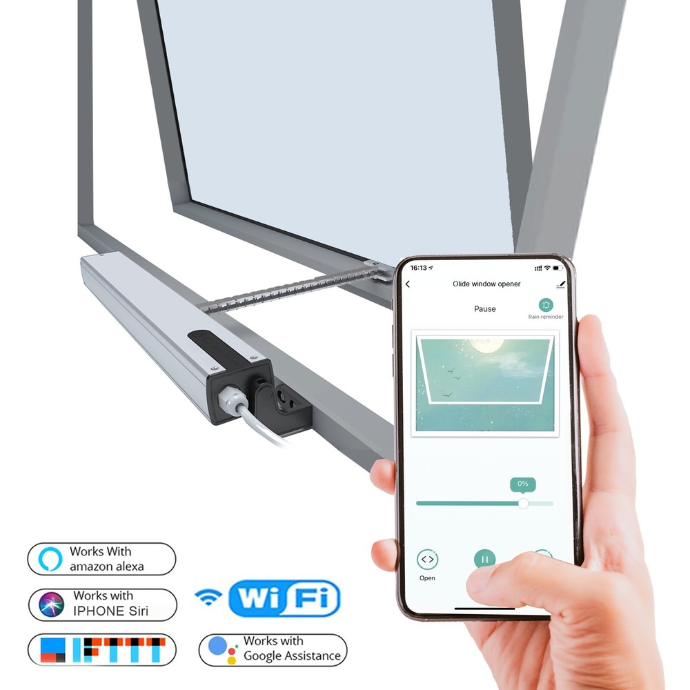 Olide smart control window opener by Amazon Alexa and Google Home Assistant