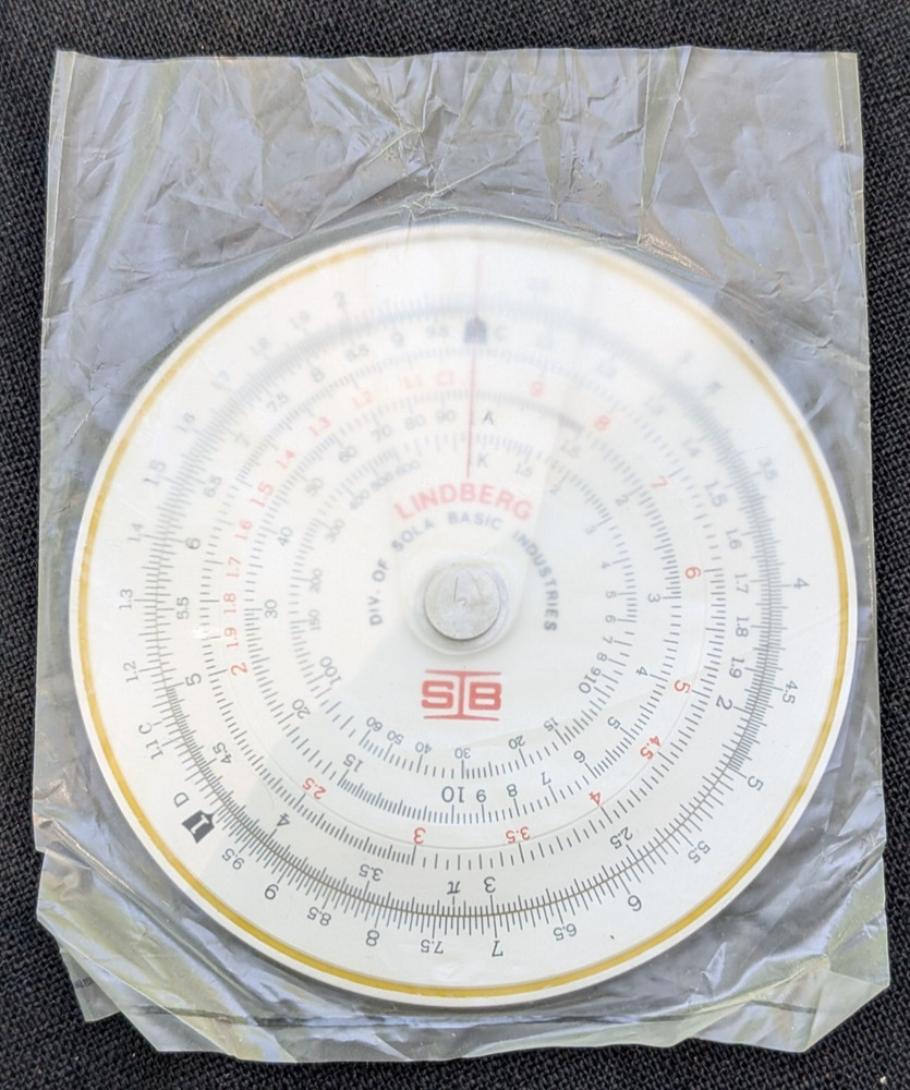 LINDBERG DIV. SOLA BASIC IND. CONCISE CIRCULAR SLIDE RULE CONVERSION TABLES VTG