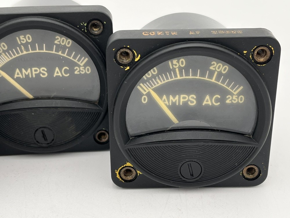 3 Vintage Panel Meters Amps AC 250 Untested