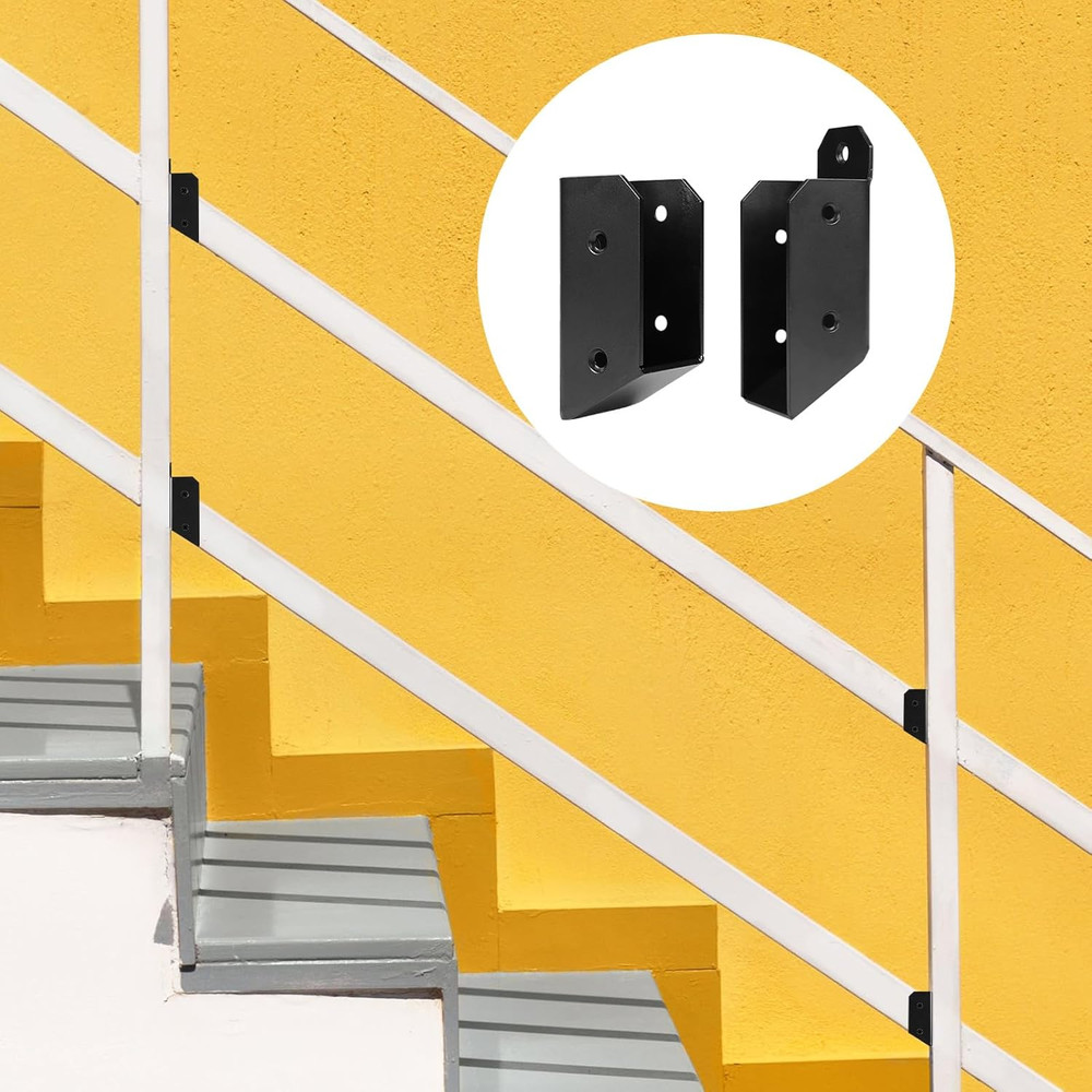 Deck Railing Brackets Connectors, 4pcs 30° Stair Railing Hangers 2x4 Brackets (A