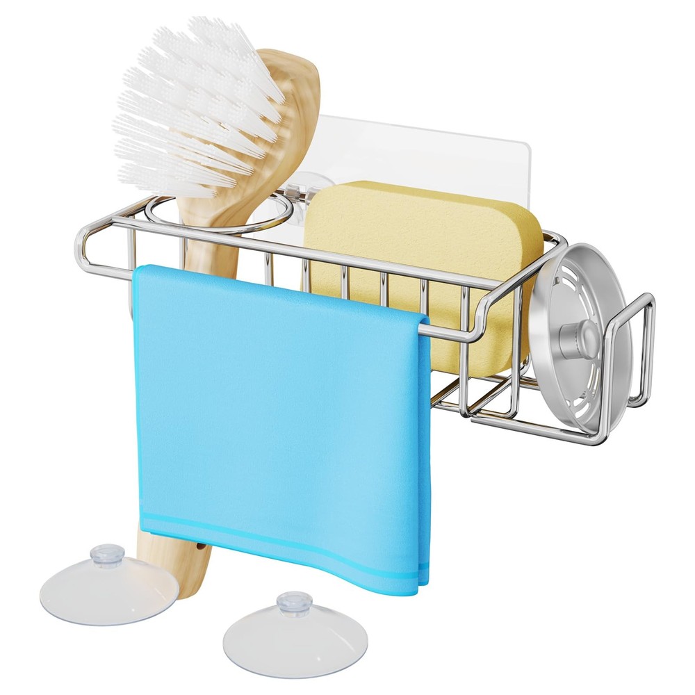 HapiRm 4 in 1 Sink Caddy Sponge Holder, SUS304 Stainless Steel Kitchen Brush ...