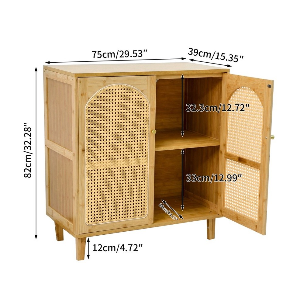 Bamboo Kitchen Buffet Sideboard Storage Cabinet Modern Hallway Table Cupboard XL