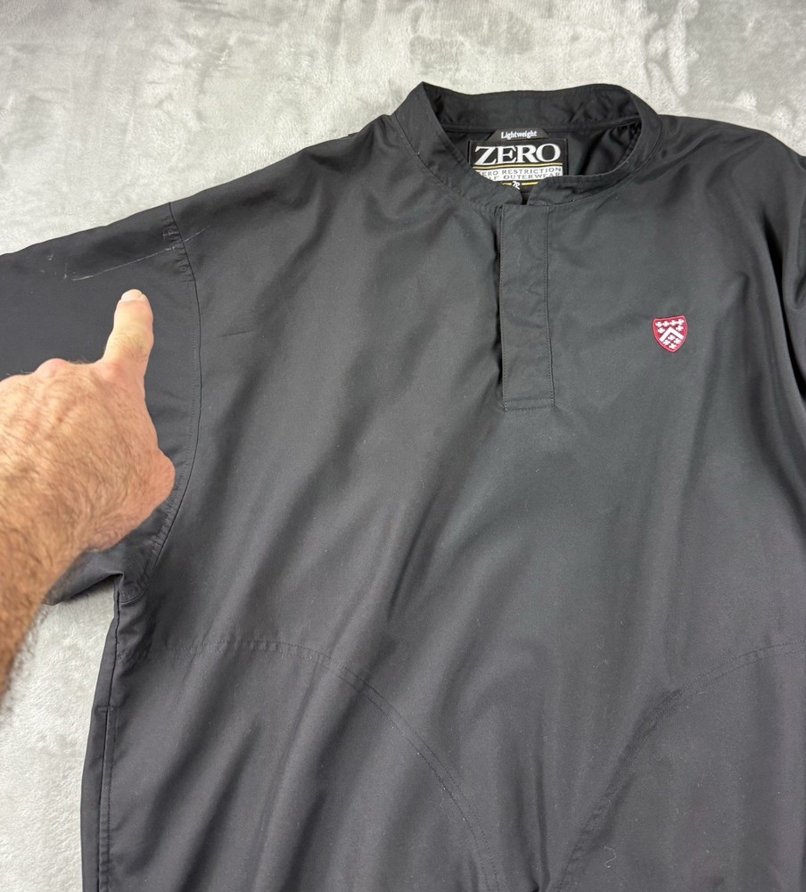 Zero Restriction Golf Pullover XL Lightweight Black Crest Logo Windshirt Y2K