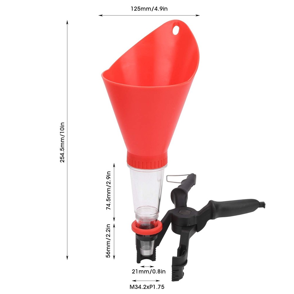 Fast-Clamp Universal Oil Filter, Engine Funnel with Adjustable Fixed Red