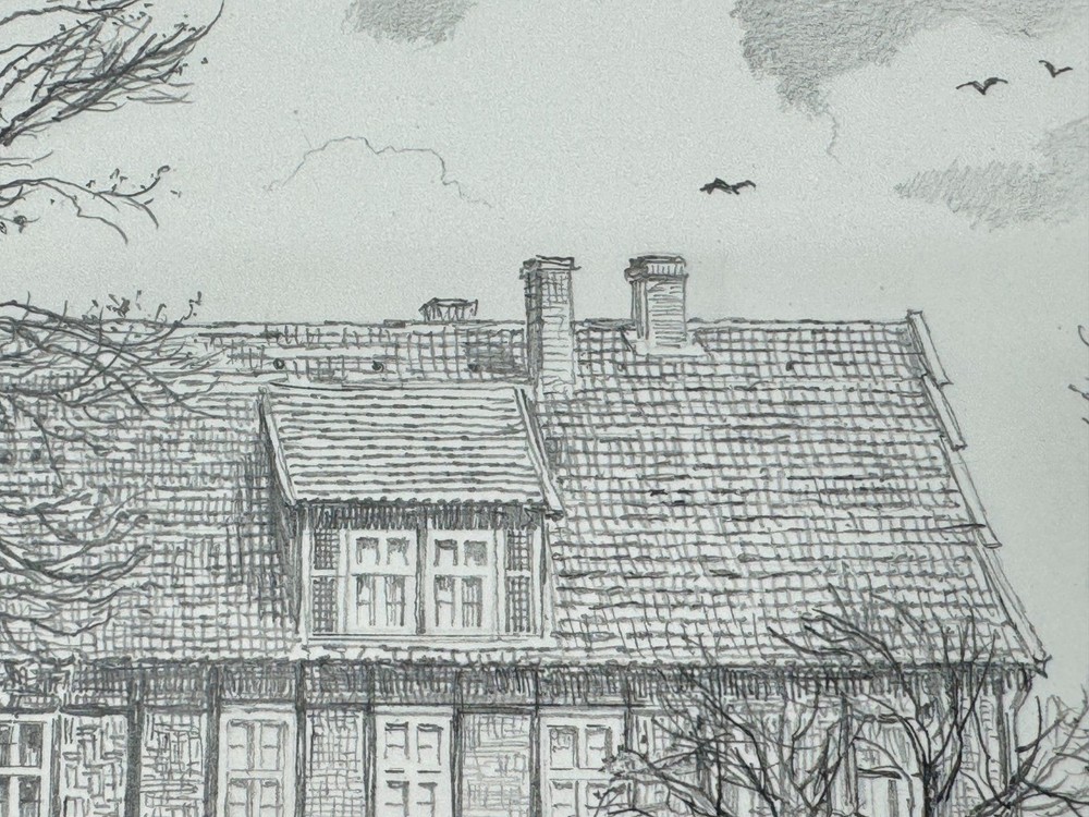 * HEINZ WEHLISCH DRAWING CASTLE HLDEN VIEW SIGNED