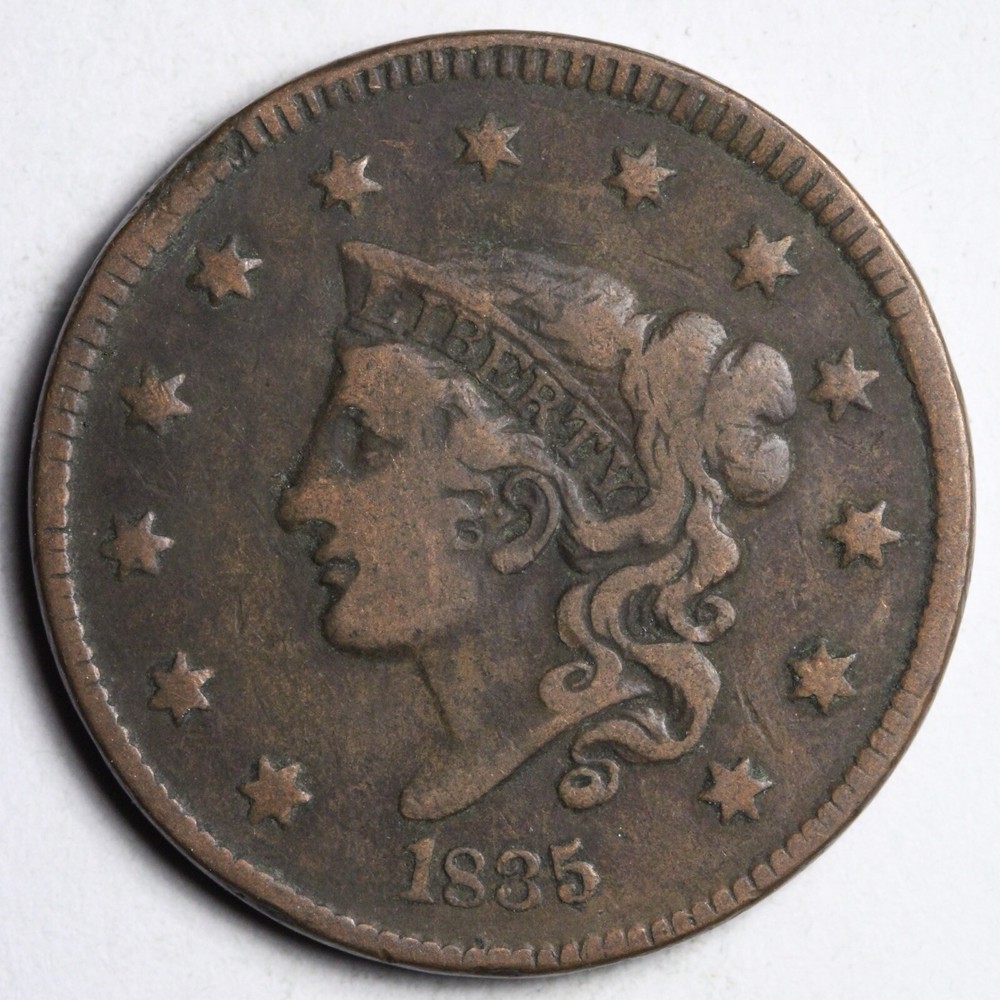 1835 Coronet Head Large Cent CHOICE VF E131 QSMA