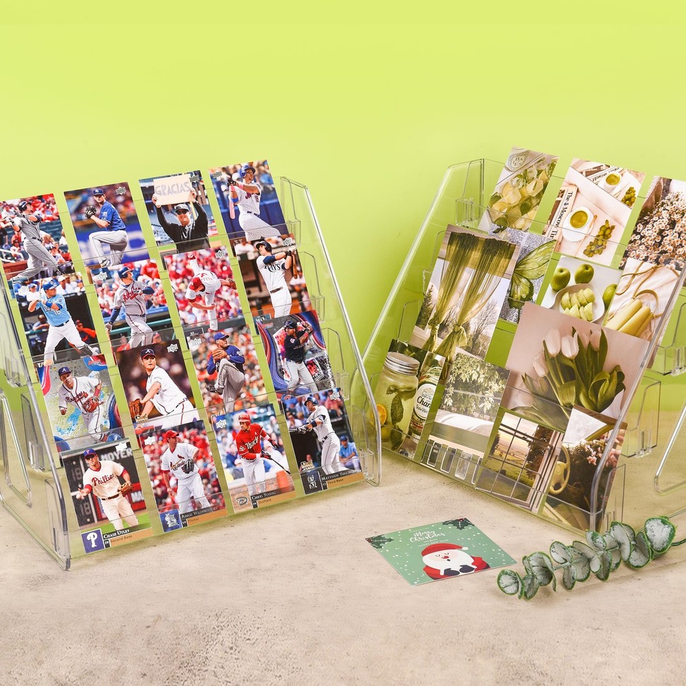 CELSOL 2 Pack Elevated 4 Tier Clear Acrylic Card Display Stand for CLEAR