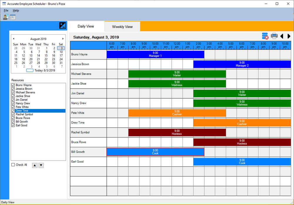 Employee Scheduler Software for Microsoft Windows PC Business Schedule Creator