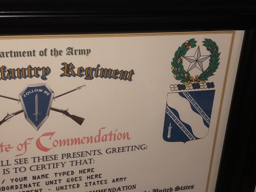 144TH INFANTRY REGIMENT / COMMEMORATIVE - CERTIFICATE OF COMMENDATION