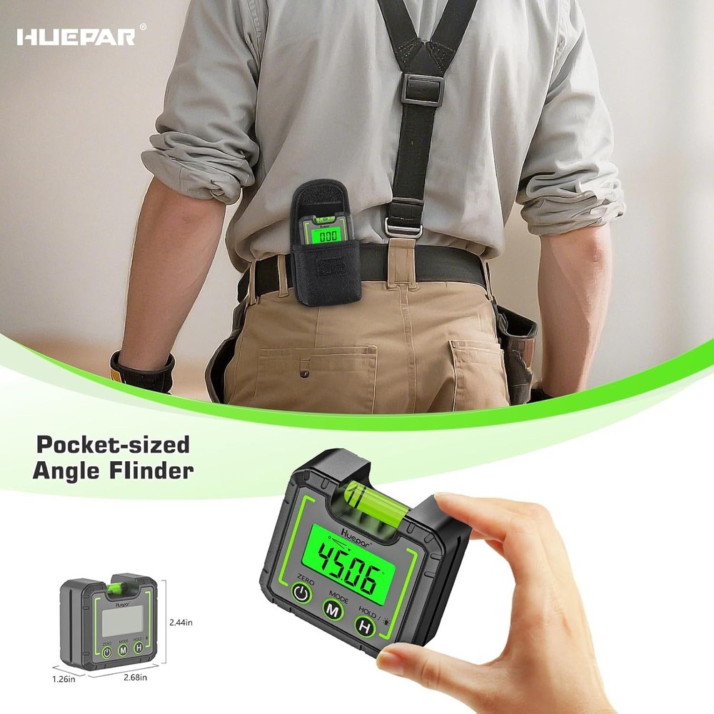 Compact Inclinometer with Backlit Display & Hold Function for Easy Measurements