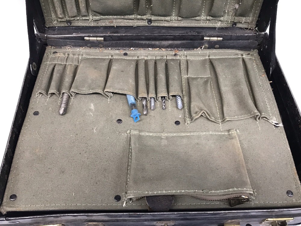 VINTAGE BELL SYSTEM TELEPHONE LINEMAN TOOLBOX VULCANIZED LEATHER CASE W/TOOLS