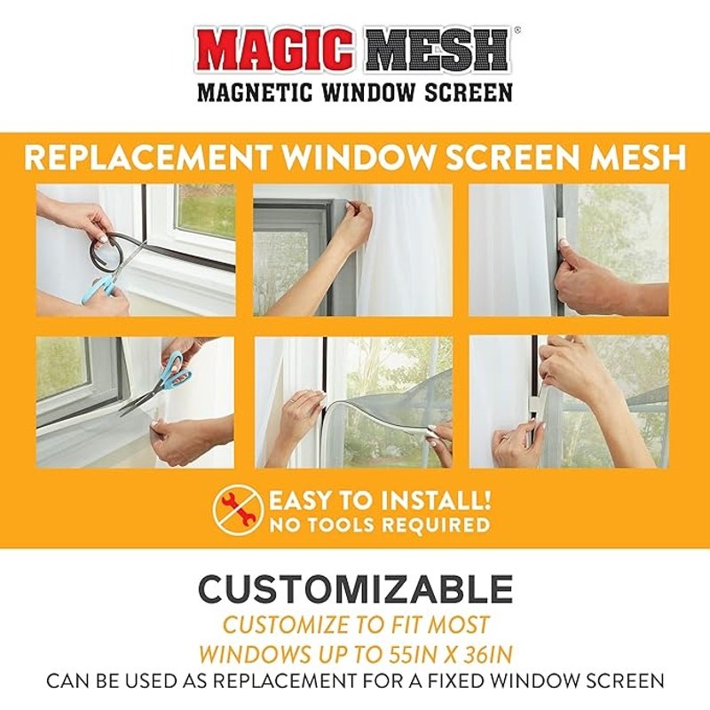 New Magic Mesh Magnetic Window Screen Replacement Screen Mesh DIY
