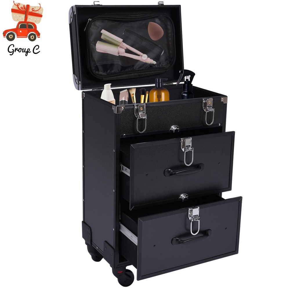 Professional Rolling Makeup Train Case Cosmetic Trolley Makeup Storage Organizer