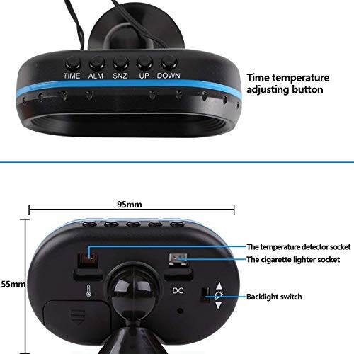 Car Thermometer LCD Digital Clock - 12-24V Multifunctional Temperature