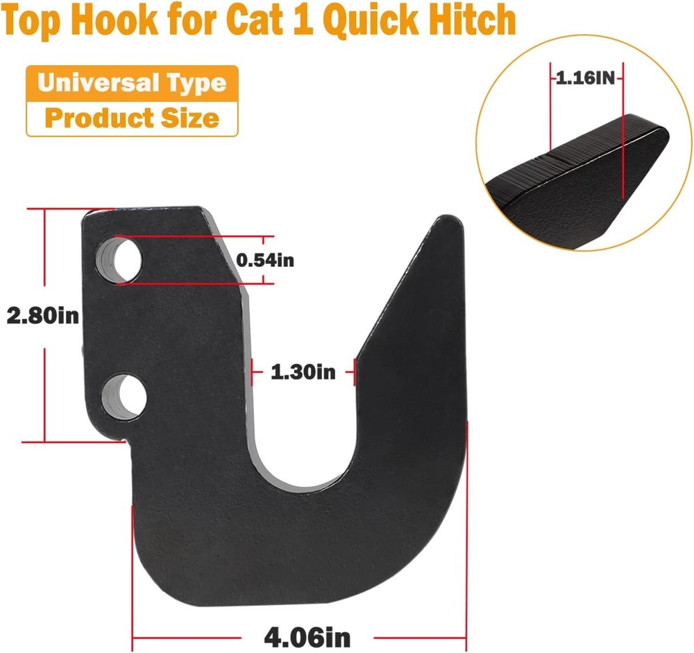 Top Hook Replacement for Category 1 Quick Hitch - Prevents Bolt Interference