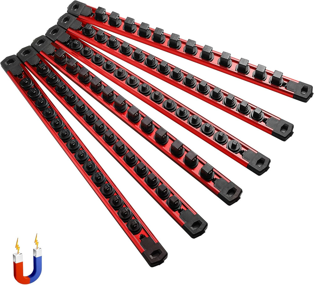 Magnetic Socket Organizer, Heavy Duty Aluminum Socket Rails Organizer, 3