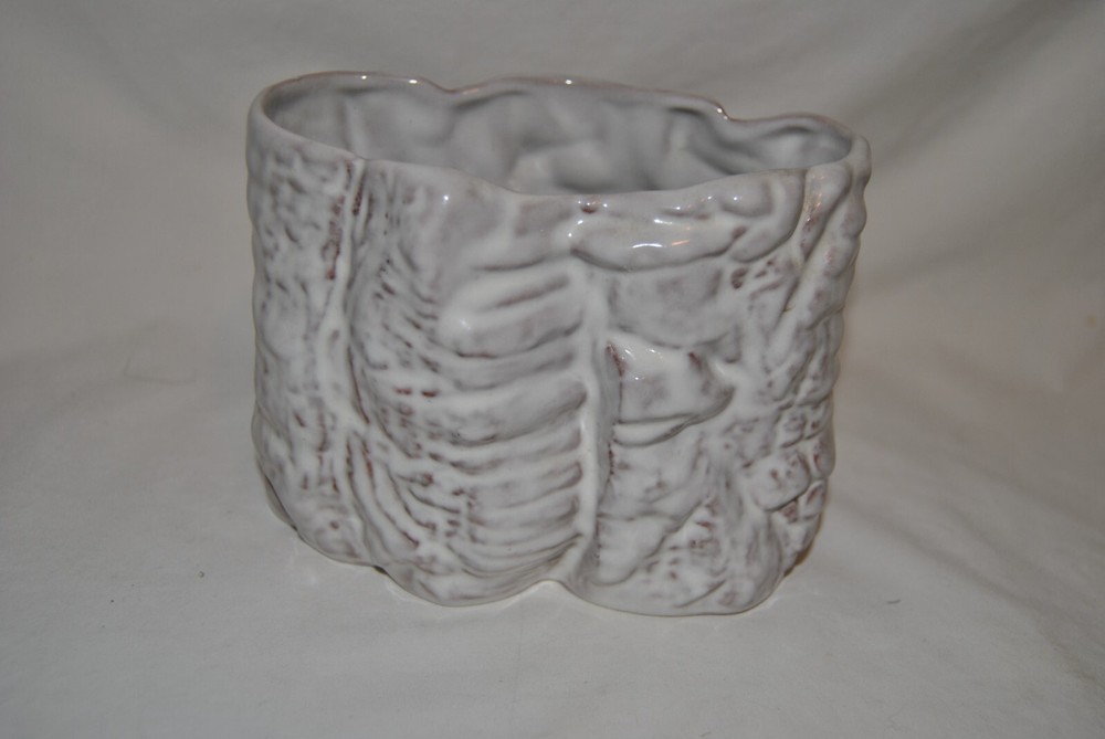 Frankoma White B3 Tree Bark Cork Planter