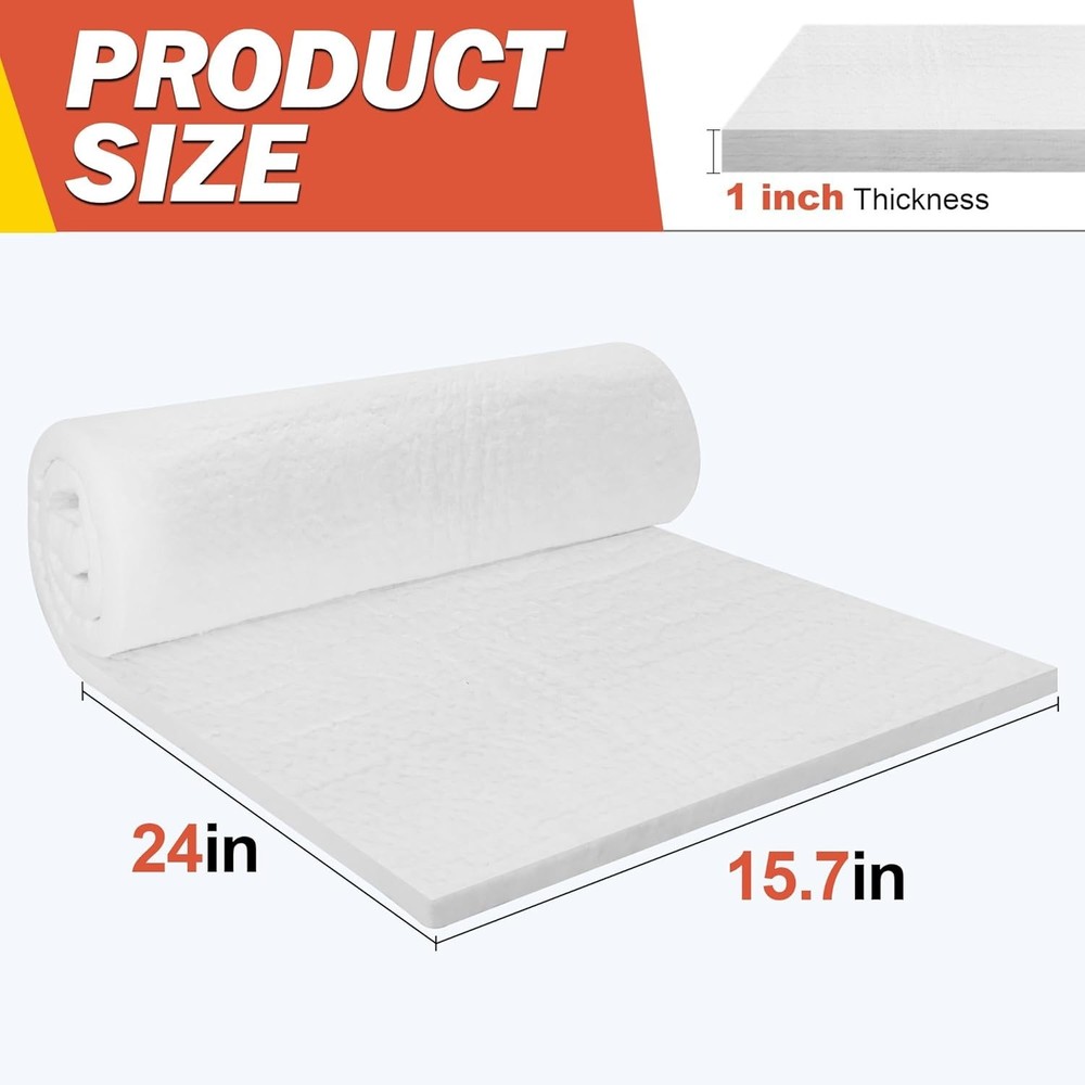 Ceramic Fiber Insulation 24"x15.7"x1" Thick 2600F Fireproof Insulation Blanke...