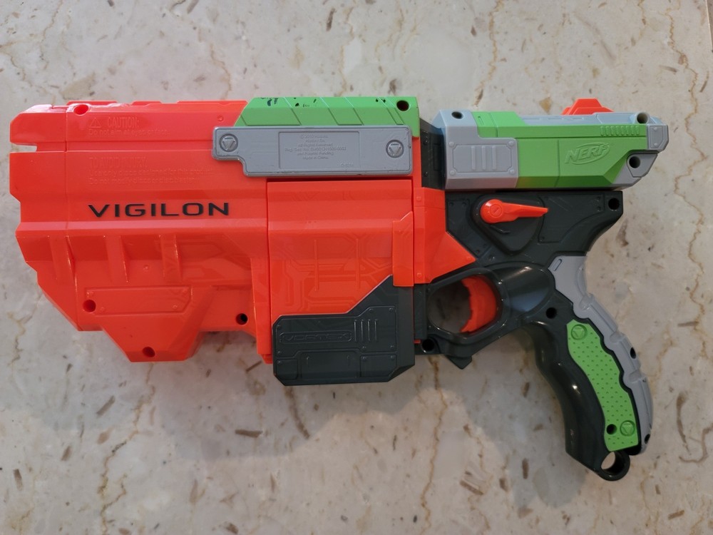 NERF VORTEX VIGILON Disc Blaster with discs TESTED WORKS!