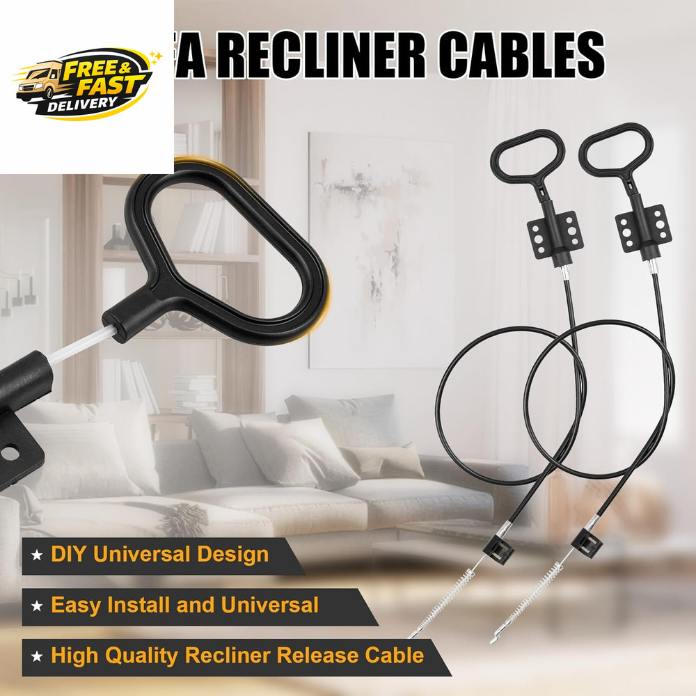 Sofa Recliner Cables, 2PCS Release Cables Replacement D Ring Pull Handle,