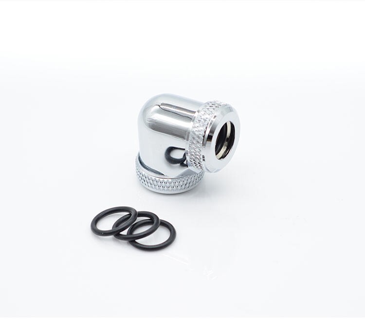 FreezeMod 90 Degree Angle Dual 12mm Compression Fitting Multi-Link Silver Shiny