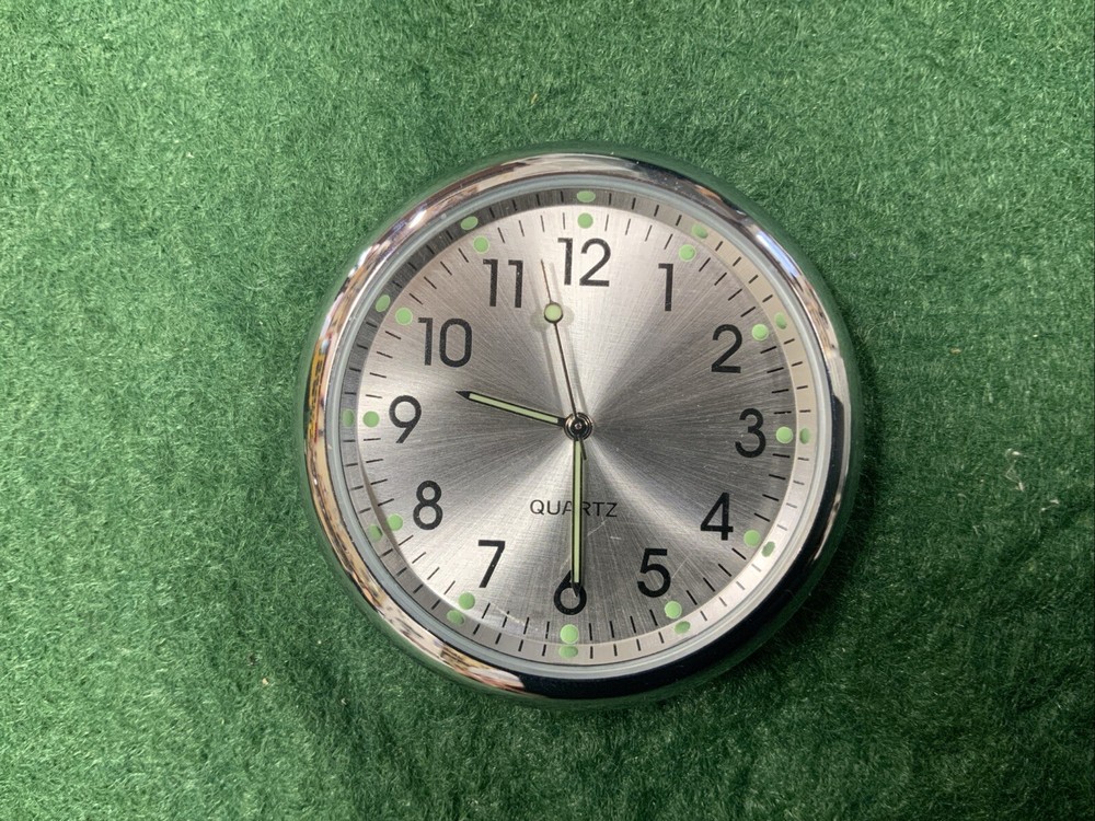 New Mini Quartz Clock Movement Insert, 40mm Bezel Chrome 37mm Insert Silver Face