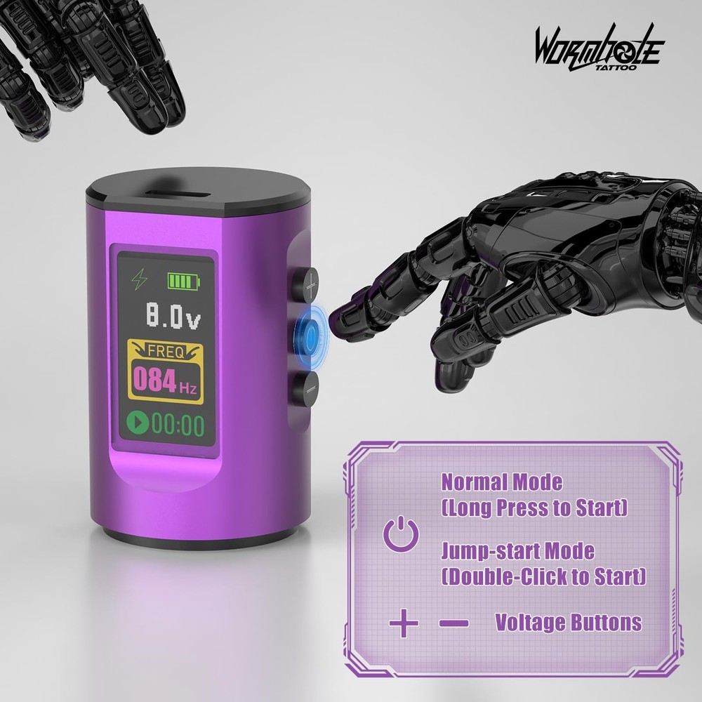 Wormhole Tattoo Gun Kit Wireless Tattoo Machine Kit with Digital LED Display ...