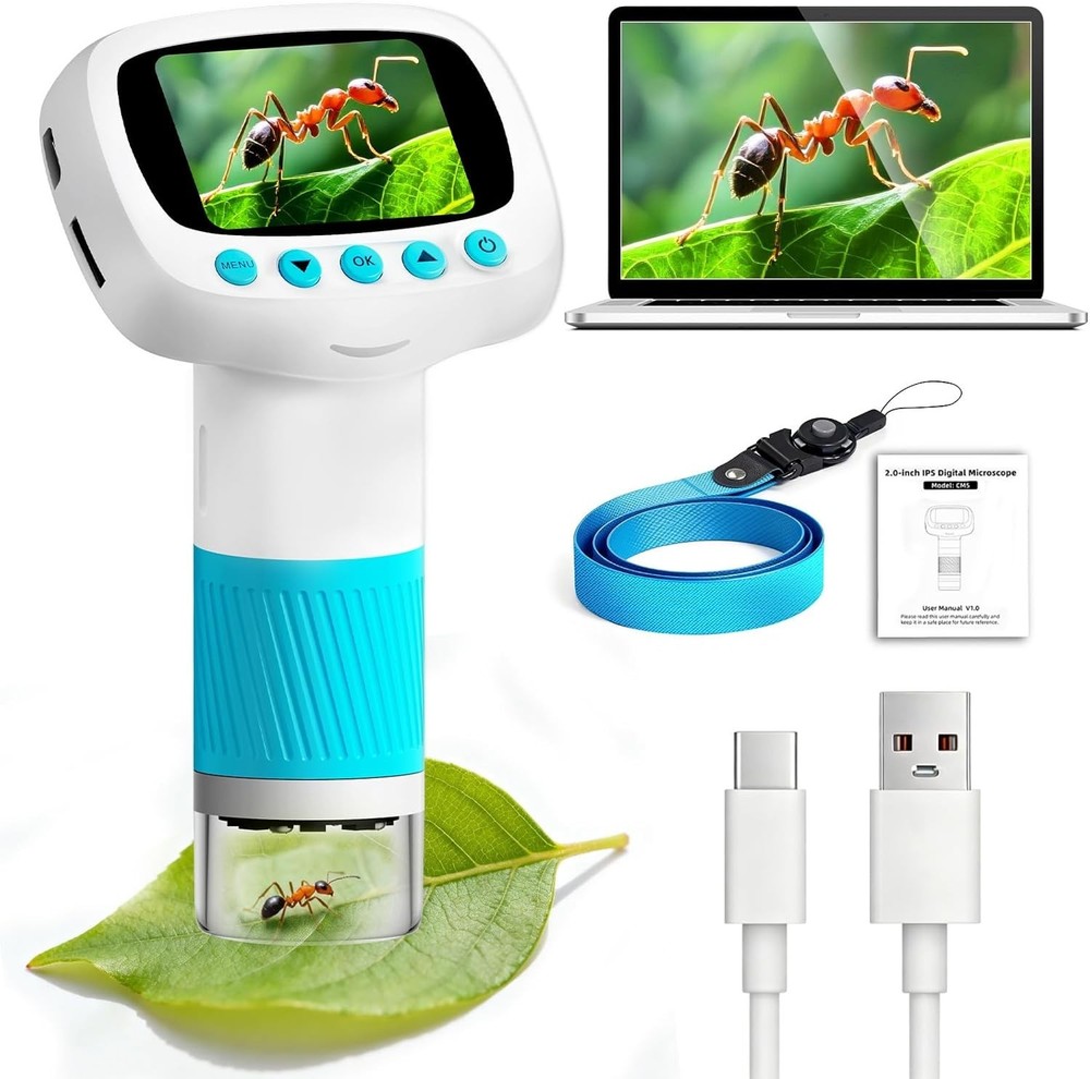 Microscope for Kids & Video Camera, Kid Science Toys，Handheld Digital Microsc...