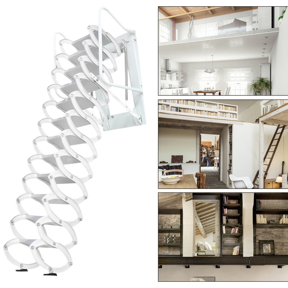 Folding Pull Down 12 Steps Attic Stairs Attic Steps Alloy Attic Access Ladder US