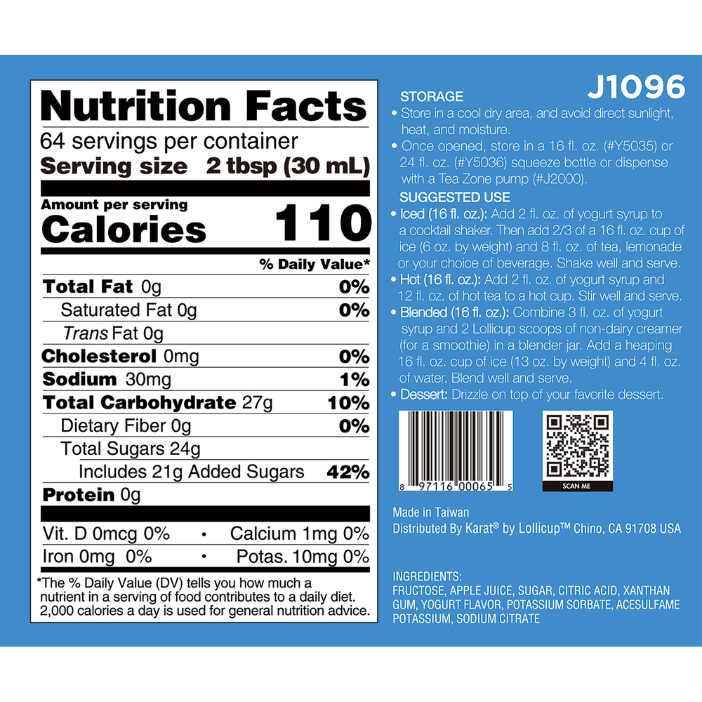 Tea Zone Yogurt Syrup (64oz), J1096