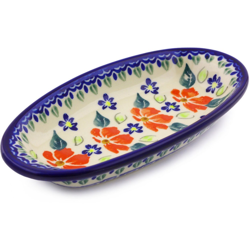 Polish Pottery Condiment Dish 7" Grecian Fields