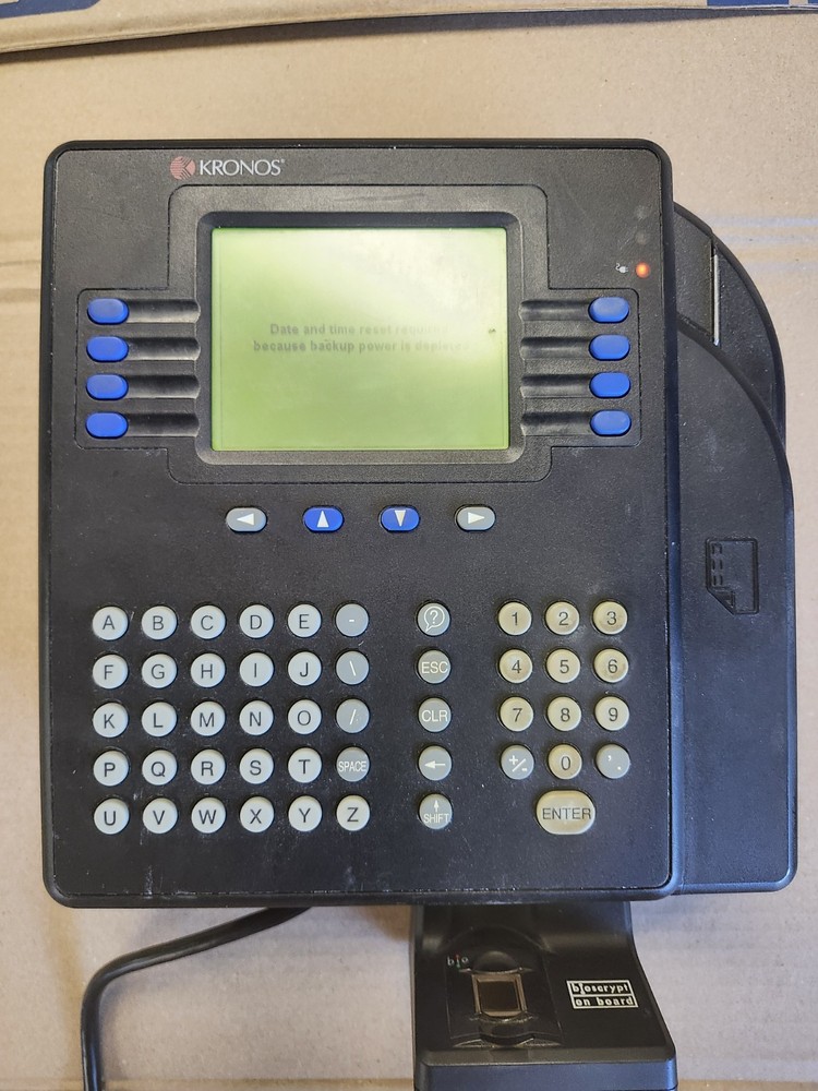 KRONOS System 4500 Time Clock Card Reader Terminal touch ID and power supply