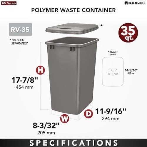 Rev-A-Shelf 2-Pack 35 Quart Polymer Replacement Trash Bin, Recycle Waste Garbage