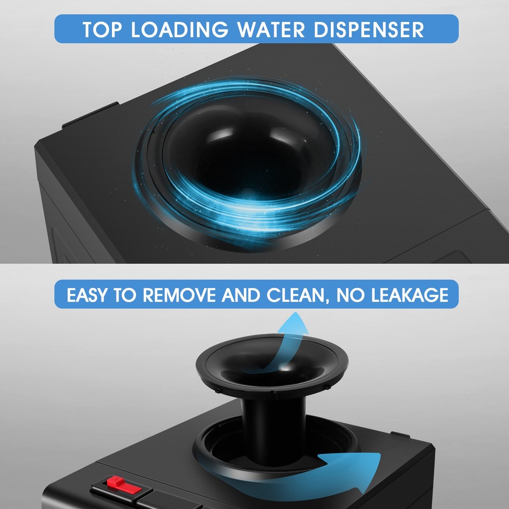 Hot/Cold Water Cooler Dispenser Freezer Top Loading Compressor Refrigeration