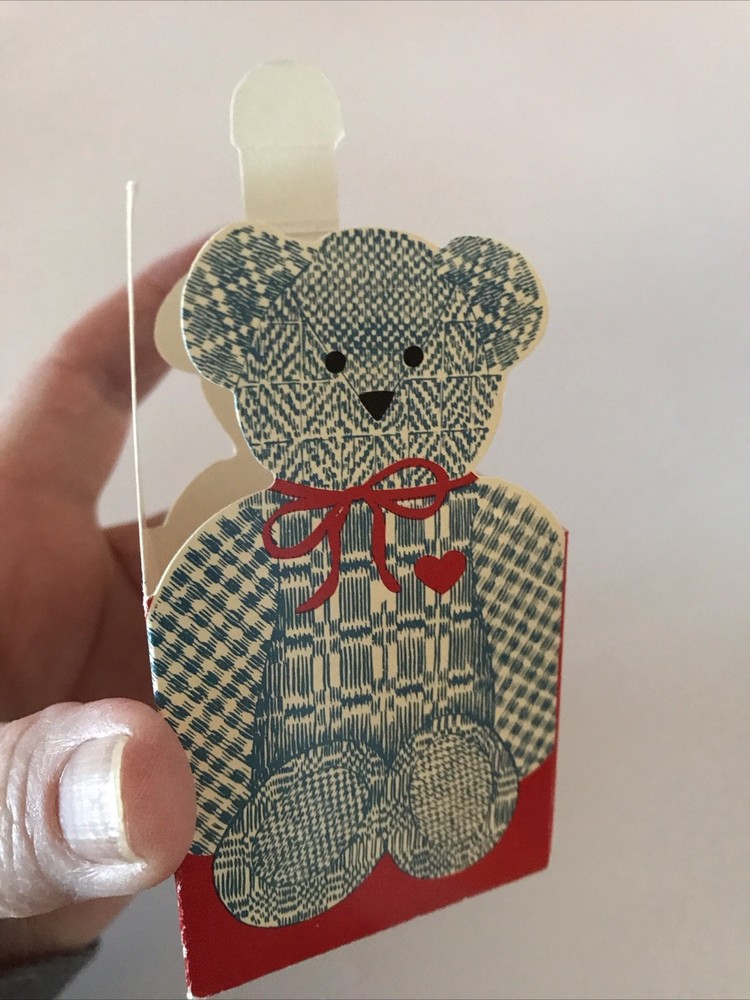 Vintage HALLMARK Teddy Bear Gift Box Mini Red/Blue Pair