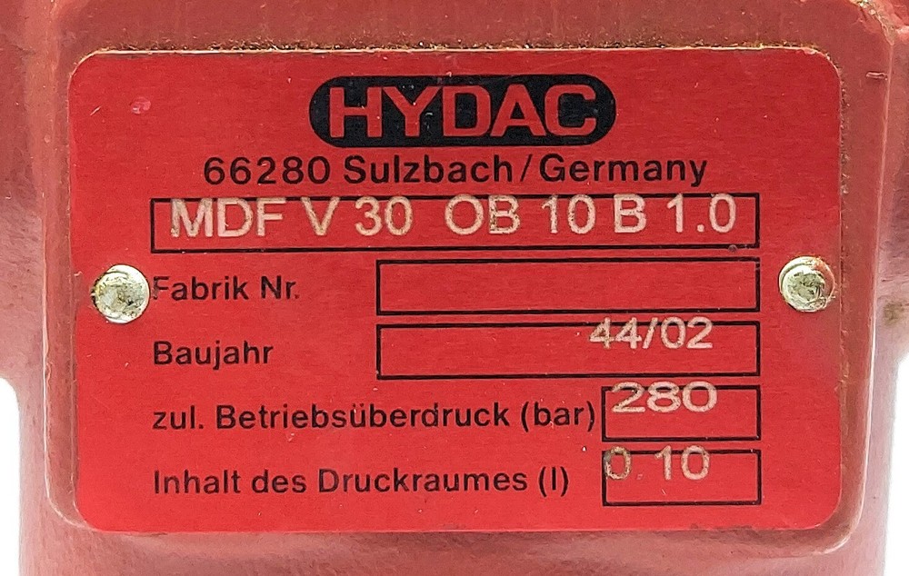 HYDAC MDFV30OB10B1.0 Hydraulic Filter Pressure filter