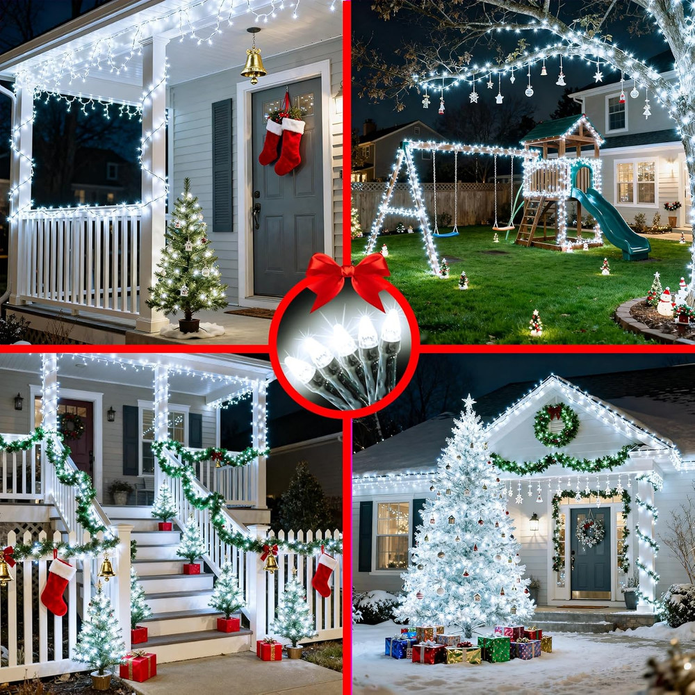 1500 LED 470FT Christmas String Lights, 12 Modes and Timer Memory Dimmable, Plug