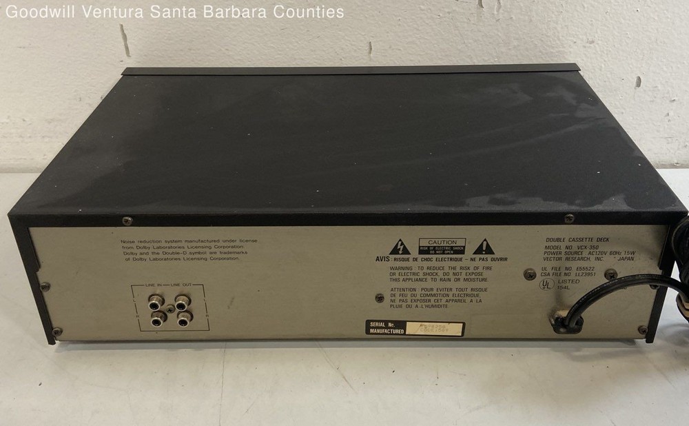 Vector Research VCX-350 Double Cassette Deck Player Working